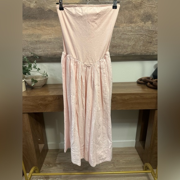 Light Pink Onda Strapless Midi Dress XS - Picture 4 of 6